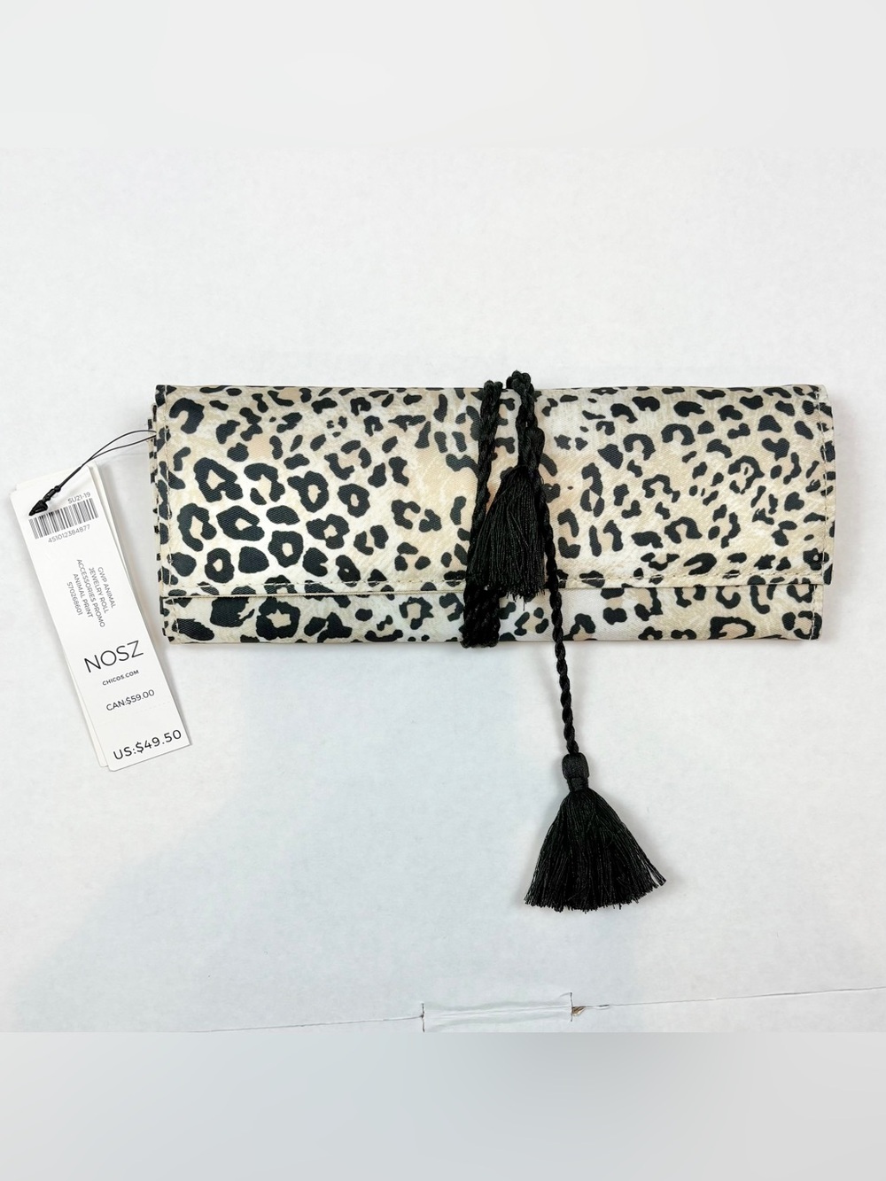 NWT $50 Chicos GWP Animal Jewelry Roll Leopard Print Purse Travel Case Organizer